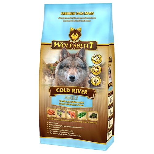 WOLFSBLUT Cold River Forelle mit Süßkartoffeln Hundetrockenfutter