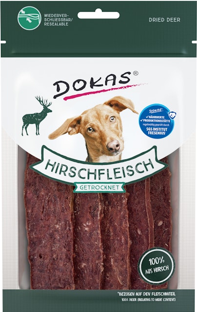 DOKAS Hirschfleisch getrocknet HundesnacksVorschaubild