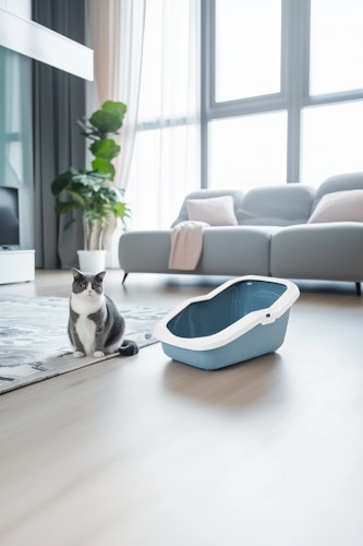 SAVIC Katzentoilette Aseo mit Rand grau