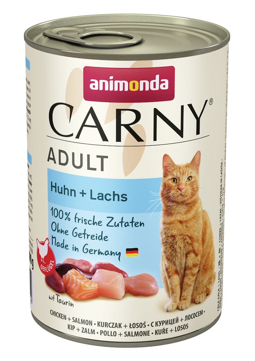 animonda Carny Adult 400g Dose Katzennassfutter Sparpaket 12 x 400 Gramm Huhn + Lachs