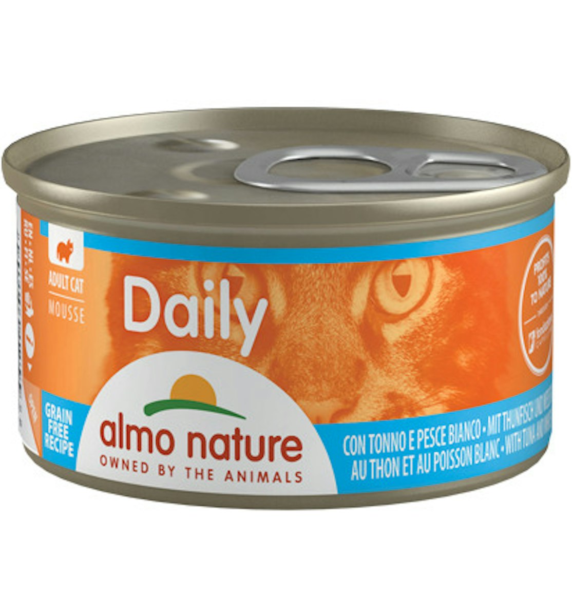 Almo Nature Daily Menu 85g Dose Katzennassfutter Sparpaket 48 x 85 Gramm Mousse Thunfisch & Kabeljau