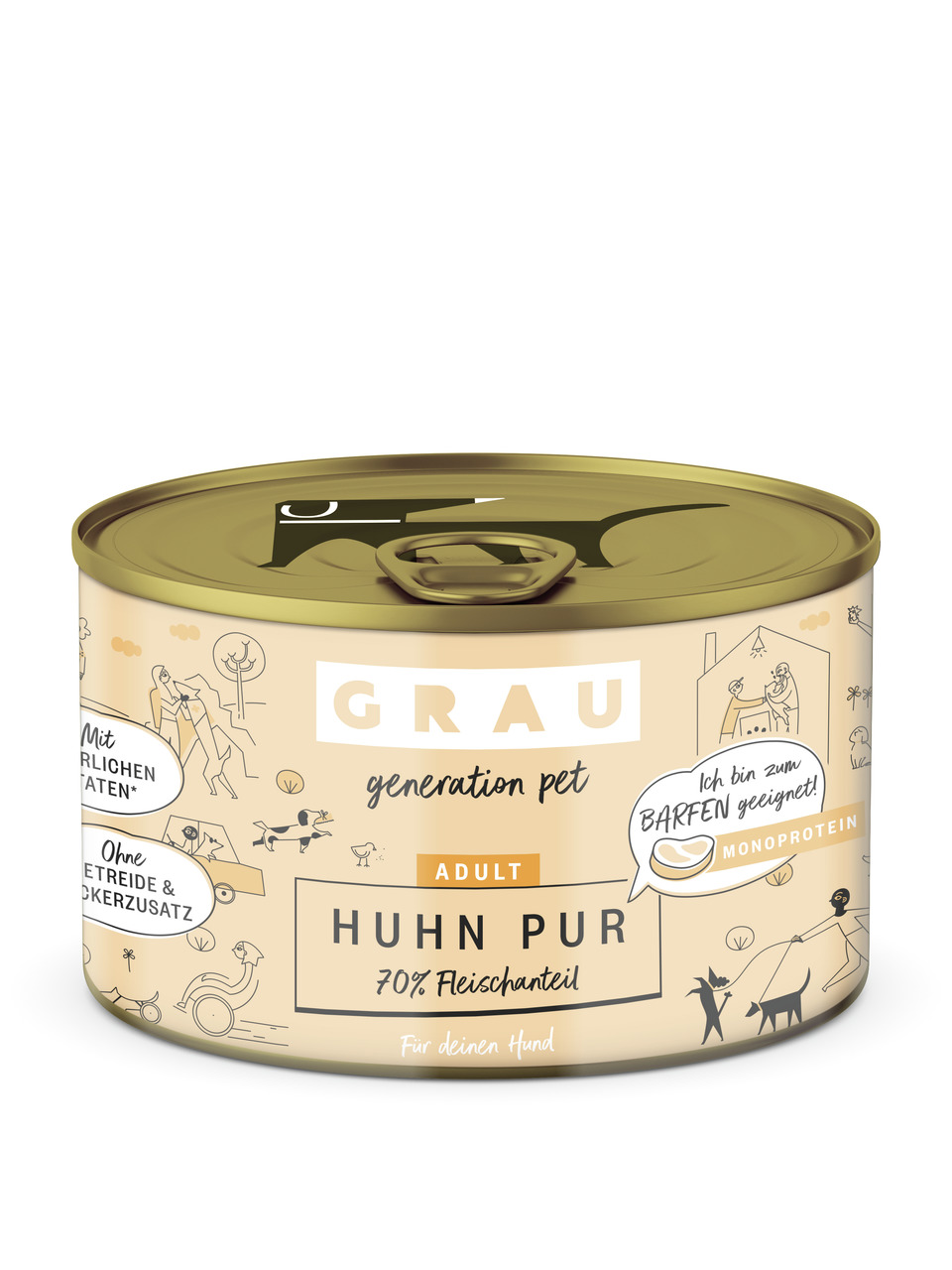 grau Hund 200 Gramm Hundenassfutter
