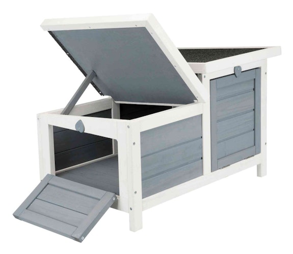 TRIXIE natura Kleintierhaus mit 2 Eingängen 70x45x43cm grau/weiß