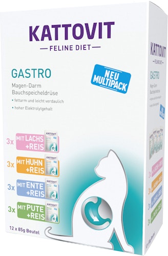 KATTOVIT Gastro Multipack Frischebeutel 12 x 85 Gramm Katzenspezialfutter