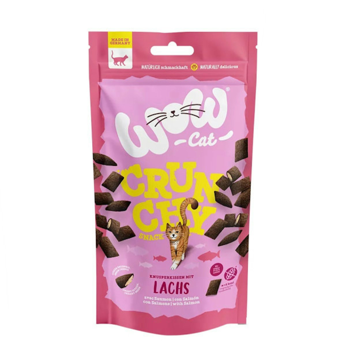 WOW Crunchy Snack Katzensnack 8 x 60 Gramm Lachs-Sparpaket
