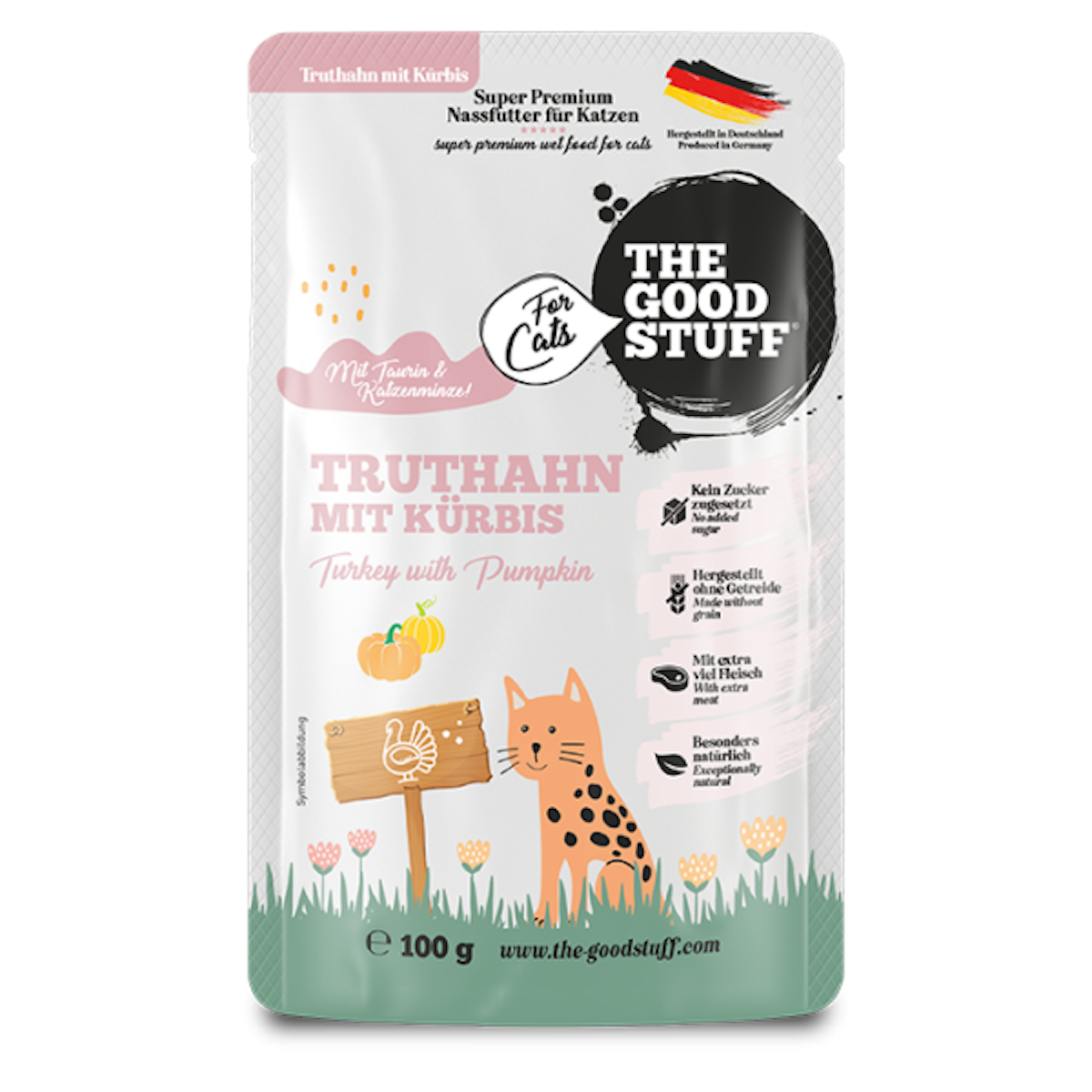 The Goodstuff Adult Beutel 100g Katzennassfutter 12 x 100 Gramm Truthahn&Kürbis