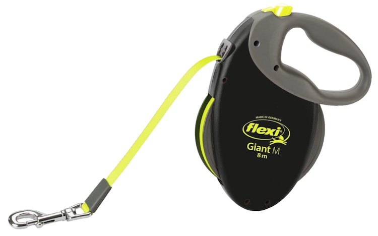 flexi NEON GIANT Gurt 8m schwarz/neongelb Roll-Leine für Hunde