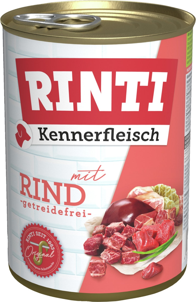 RINTI Kennerfleisch 400g Dose Hundenassfutter 12 x 400 Gramm Rind