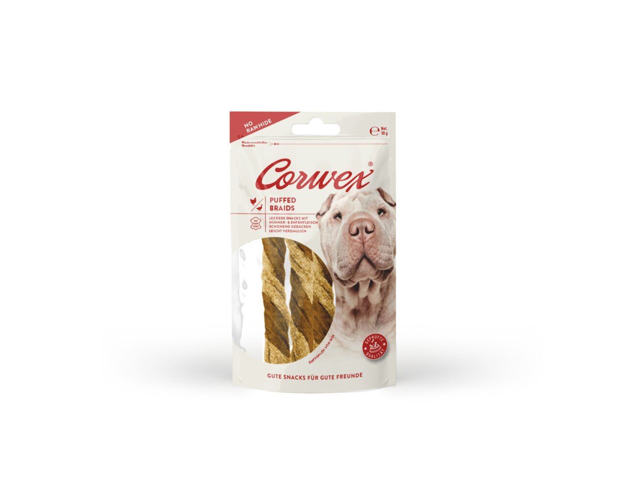 Corwex Puffed Zopf Ente und Huhn 50g Hundesnack