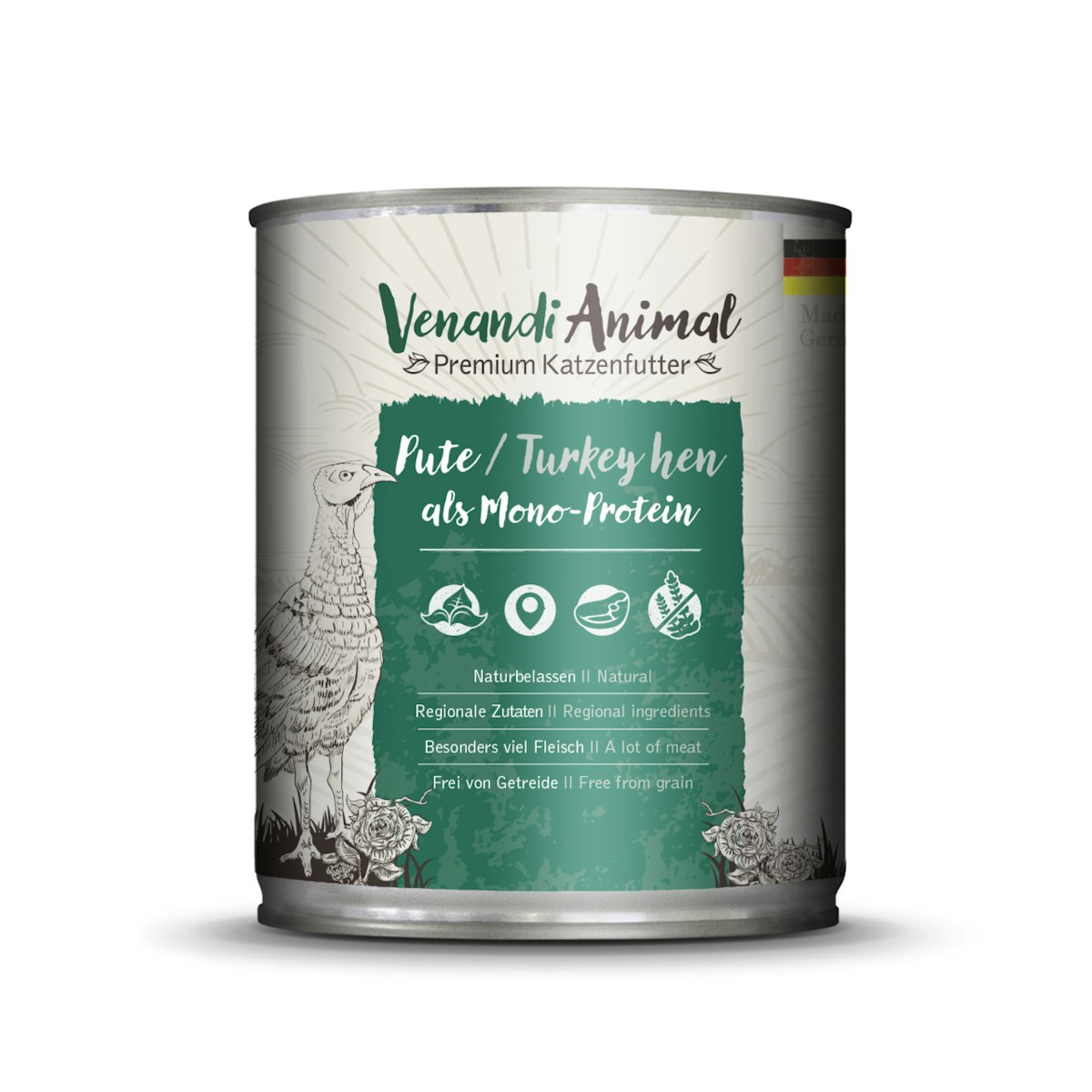 Venandi Animal Monoprotein 800g Katzennassfutter 6 x 800 Gramm Pute