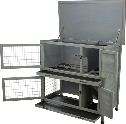Kleintierstall, 2-stöckig, 116 × 111 × 65 cm, grau