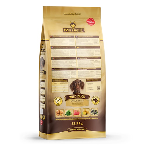 WOLFSBLUT Wild Duck Large Breed Ente mit Kartoffeln Hundetrockenfutter