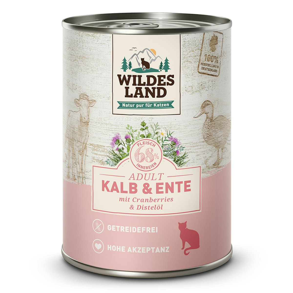 WILDES LAND Katze 6 x 400g Kalb und Ente