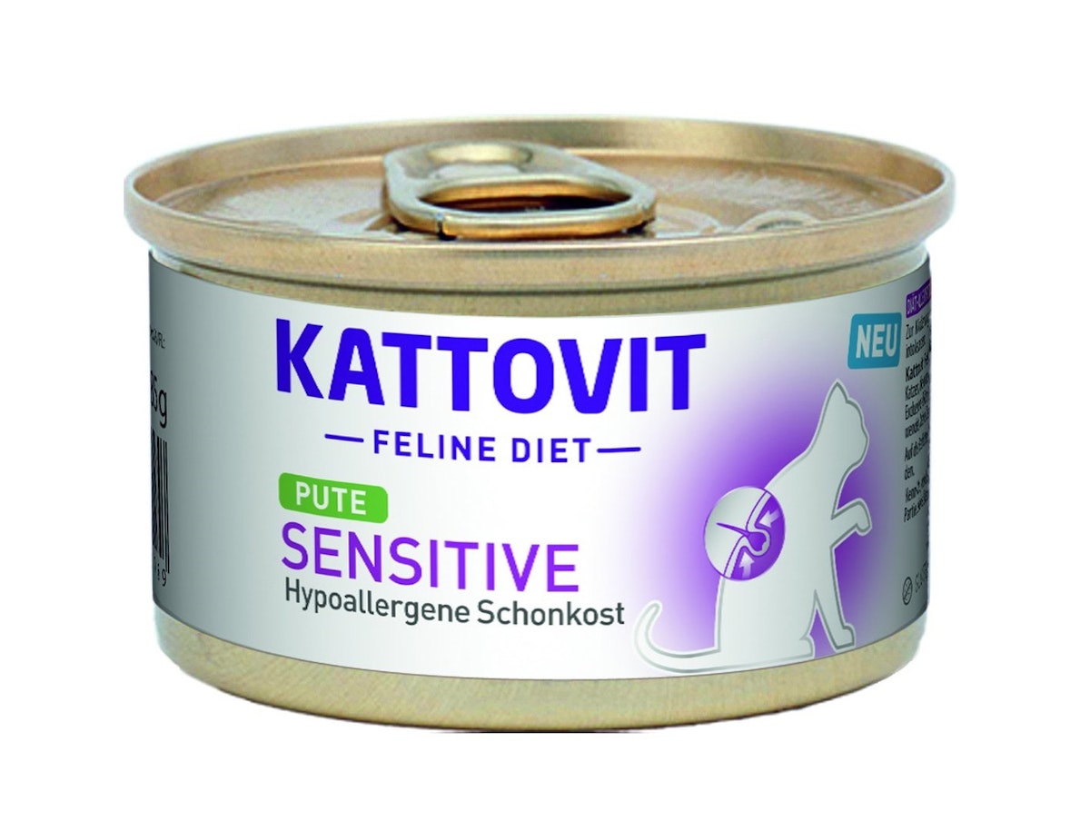KATTOVIT Sensitive 85 Gramm Katzenspezialfutter Sparpaket 24 x 85 Gramm Pute