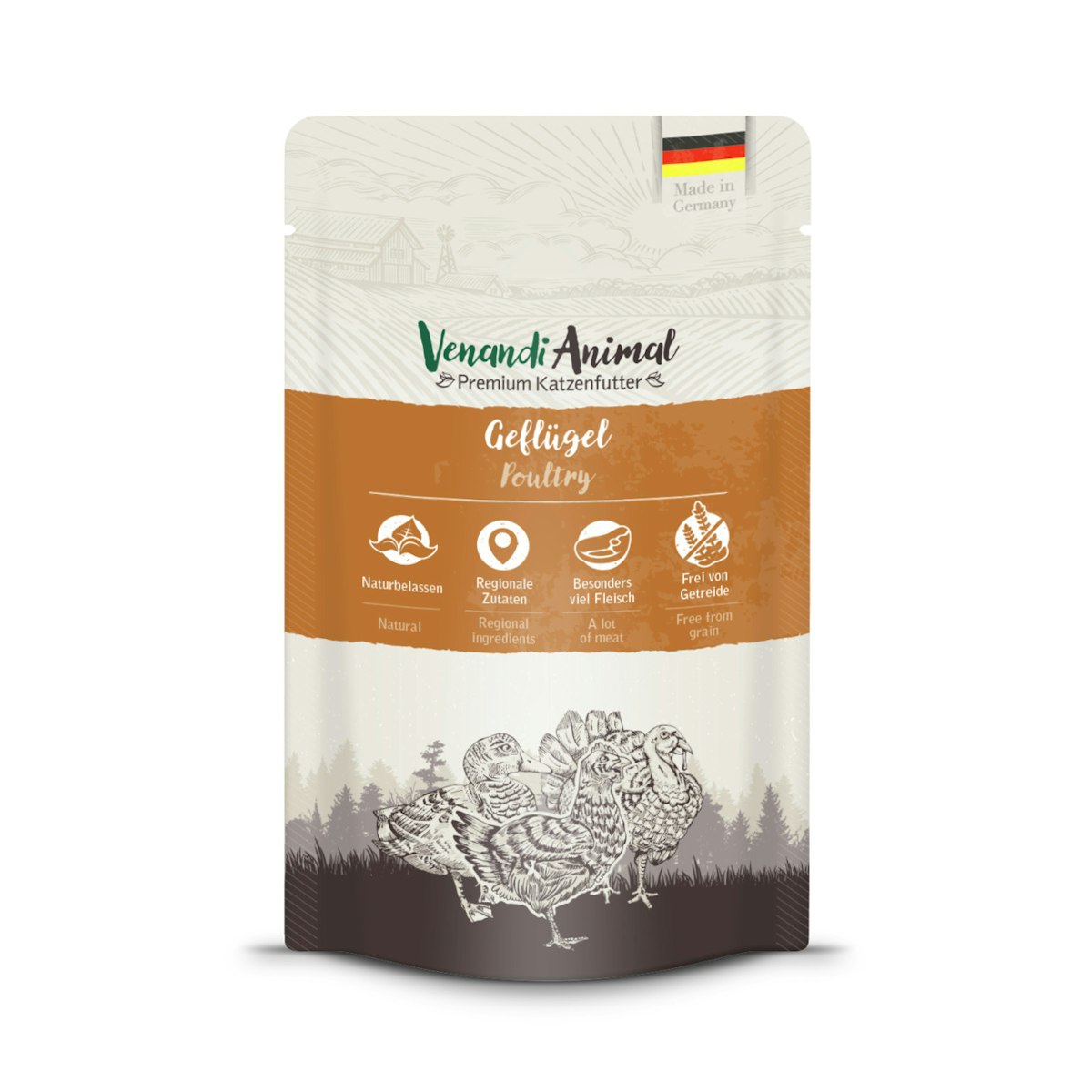 Venandi Animal 125 Gramm Katzennassfutter 12 x 125 Gramm Geflügel