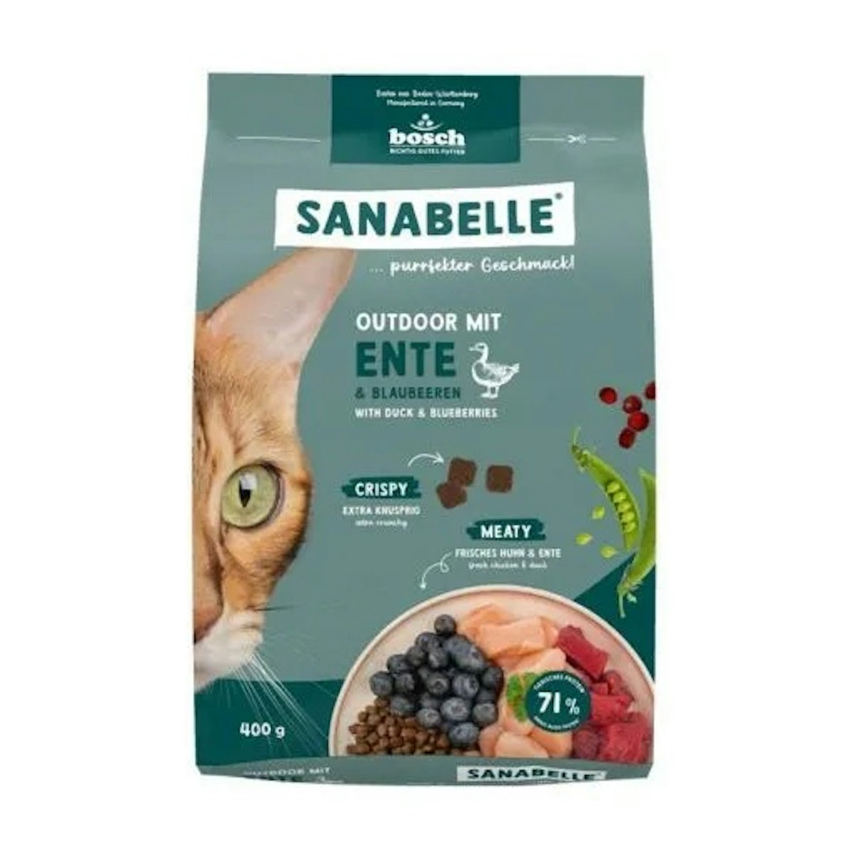 Sanabelle 6 x 400g Outdoor mit Ente Katzentrockenfutter-Sparpaket