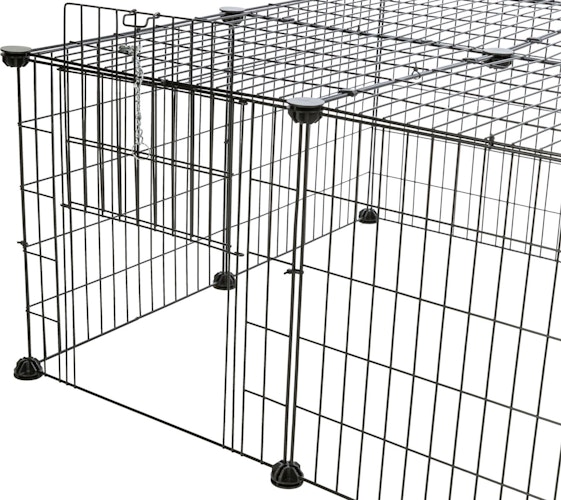 Freilaufgehege mit Abdeckung, Metall, 152 × 38 × 72 cm, schwarz