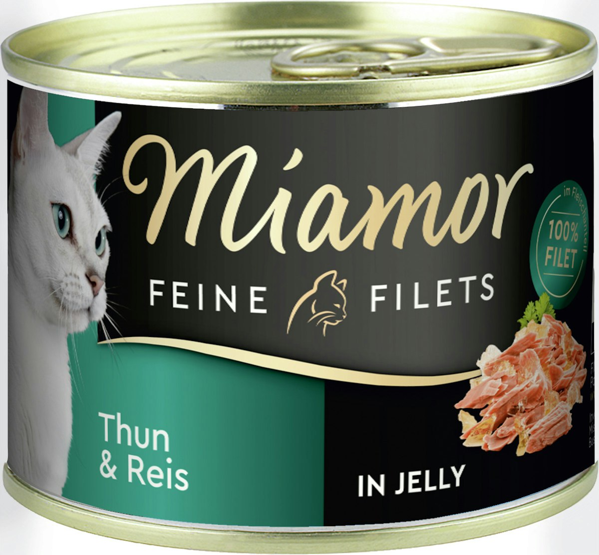 Miamor Feine Filets in Jelly 185g Dose Katzennassfutter 12 x 185 Gramm Thunfisch & Reis