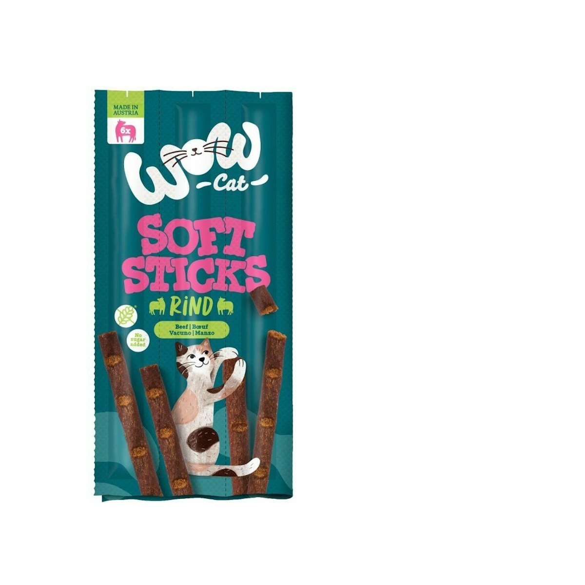 WOW 32 x 6 x 5g Soft Sticks Katzensnack Rind-Sparpaket