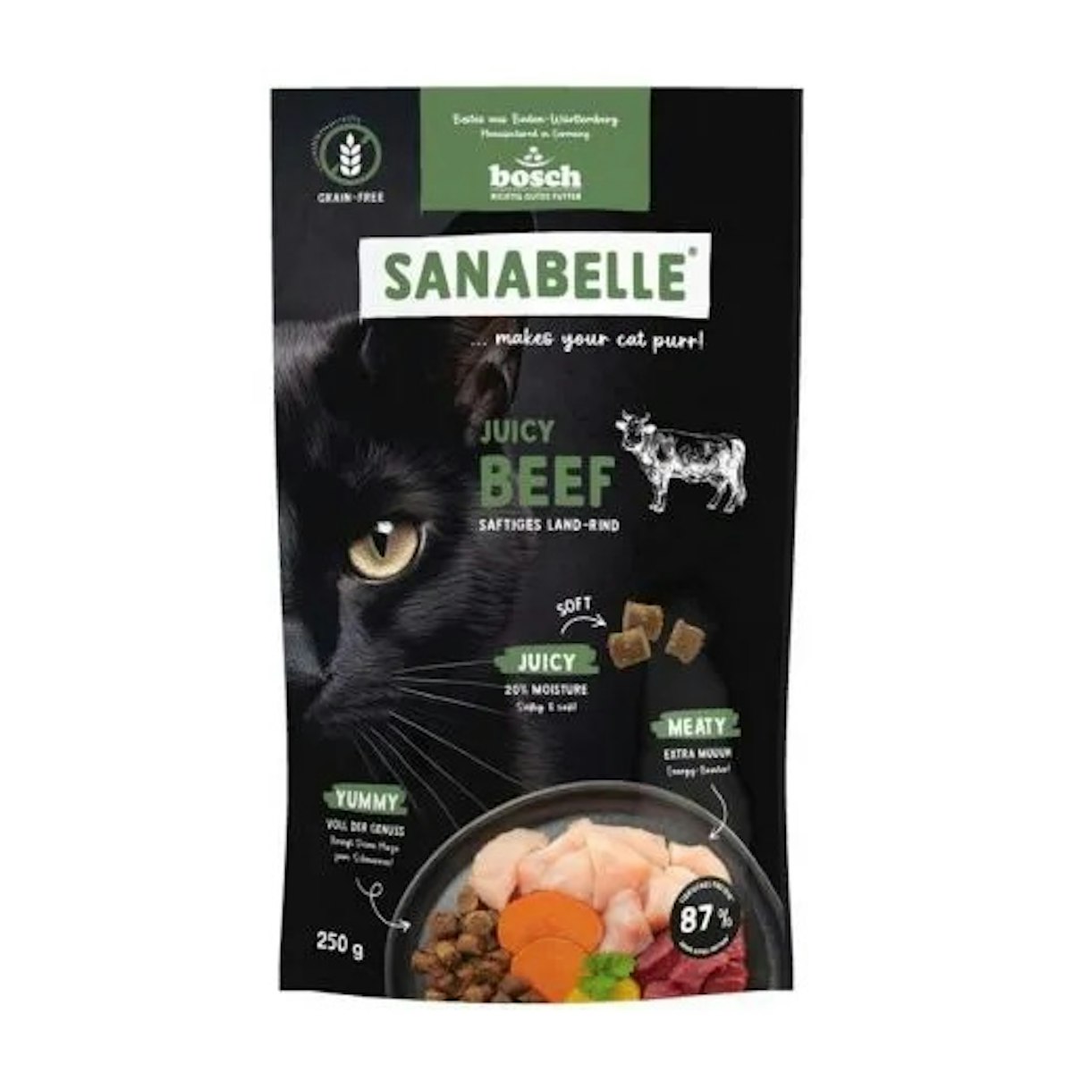 Sanabelle 5 x 250g Juicy Land-Rind Katzentrockenfutter-Sparpaket