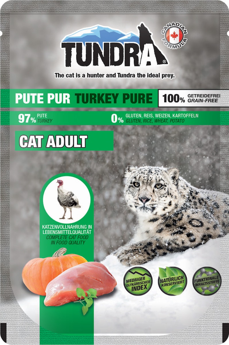 Tundra Cat 85 Gramm Katzennassfutter Sparpaket 32 x 85 Gramm Pute Pur