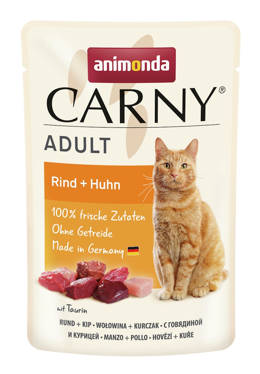 animonda Carny Adult 85g Beutel Katzennassfutter Sparpaket 24 x 85 Gramm Rind + Huhn
