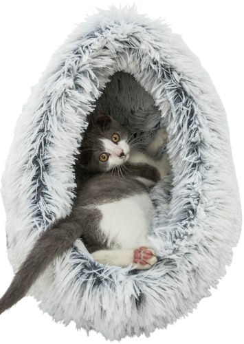TRIXIE Höhle Harvey 35 x 26 x 41 Centimeter grau/weiß/schwarz Katzenliegeplatz