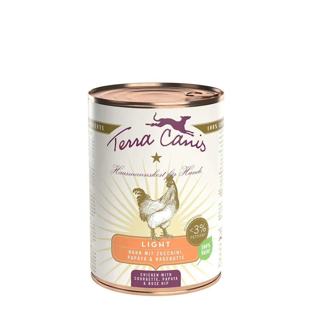Terra Canis Light 400g Dose Hundenassfutter 6 x 400 Gramm Huhn mit Zucchini, Papaya & Hagebutte