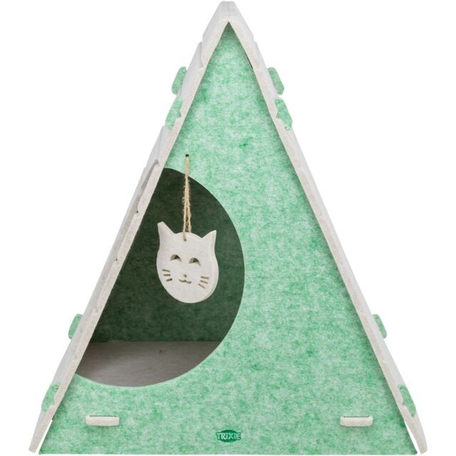 Höhle Lucy, Filz, dreieckig, 46 × 50 × 38 cm, sand/grün