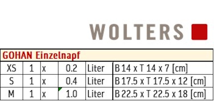 Wolters Gohan Einzelnapf - Teak