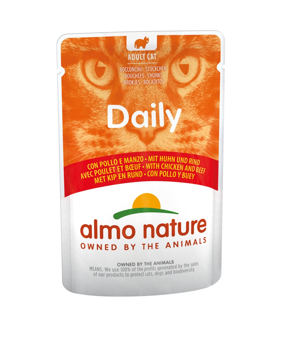 Almo Nature Daily Menu 70g Beutel Katzennassfutter 30 x 70 Gramm Huhn & Rind