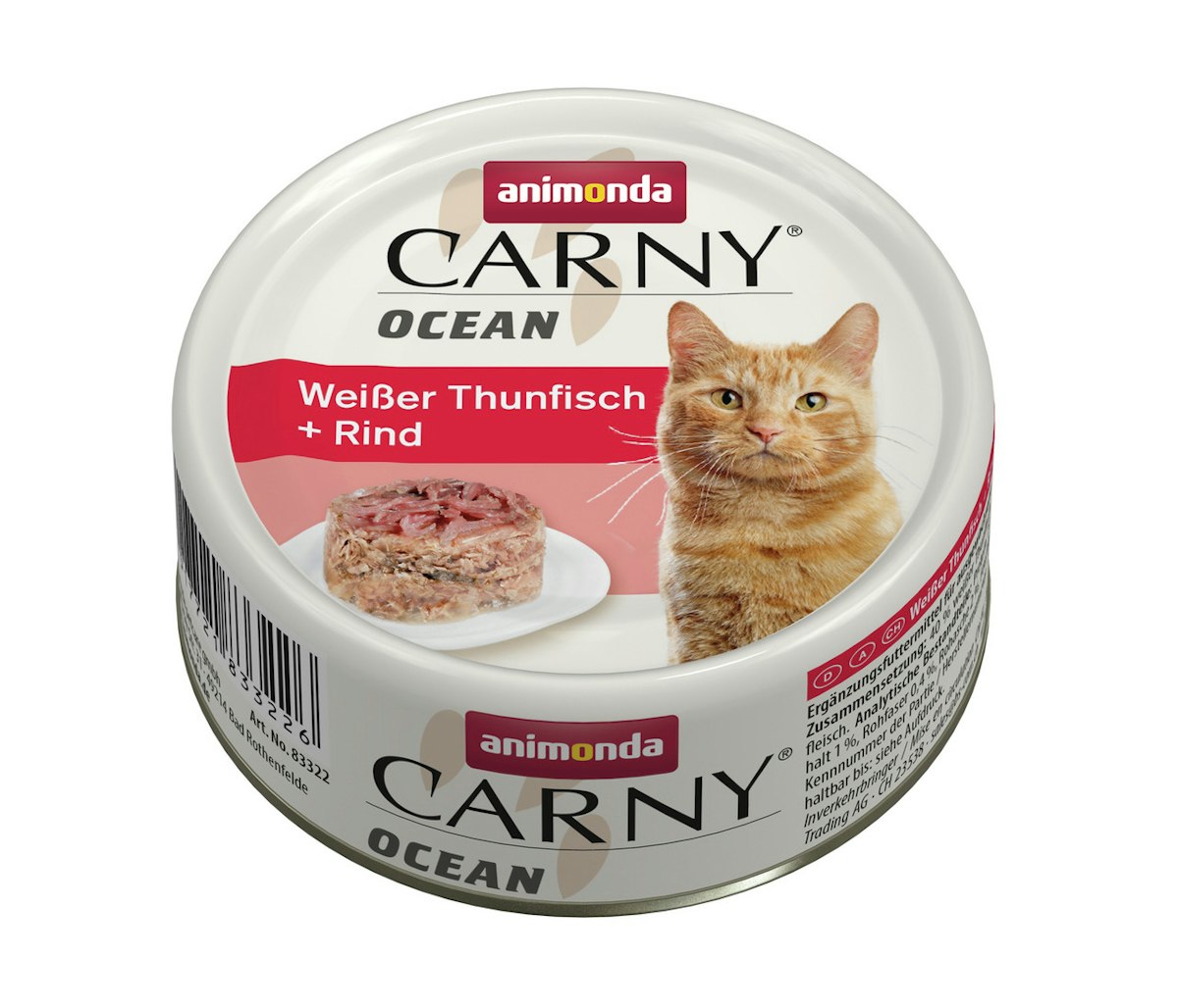 animonda Carny Ocean 80g Dose Katzennassfutter 12 x 80 Gramm Weißer Thunfisch + Rind