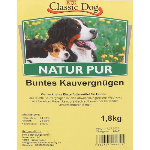 Classic Dog Snack Buntes Kauvergnügen 1,8Kg im Eimer