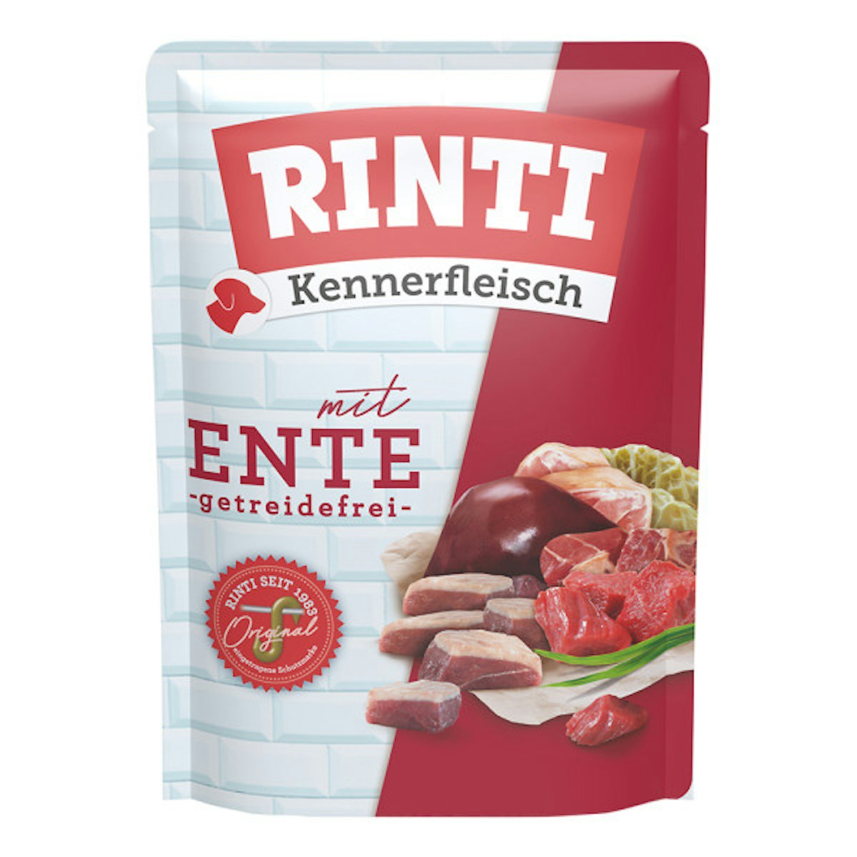 Rinti Kennerfleisch Pouchbeutel 20x400g Ente Hundenassfutter