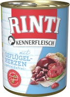 RINTI Kennerfleisch 800g Dose Hundenassfutter 6 x 800 Gramm Geflügelherzen