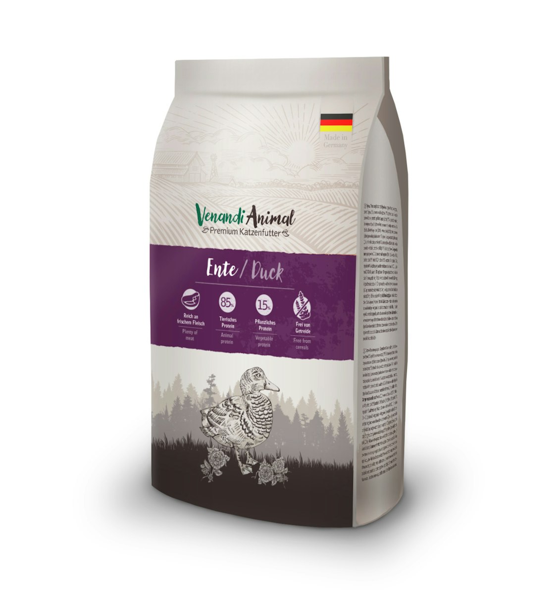 VenandiAnimal Ente Katzentrockenfutter Sparpaket 2 x 1,5 Kilogramm Ente