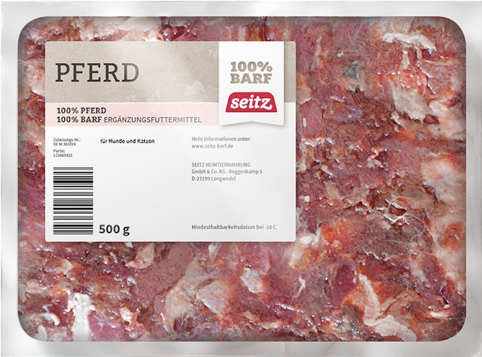 Seitz Pferdefleisch gewolft Spezialfutter / Frostfutter für Hunde und Katzen