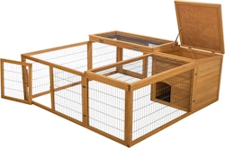 Freilaufgehege mit Abdeckung, Holz, 150 × 53 × 150 cm, dunkelbraun