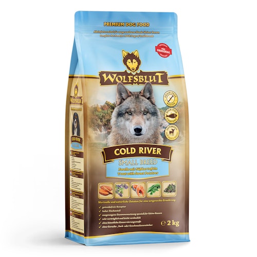 WOLFSBLUT Cold River Small Breed Forelle mit Süßkartoffel Hundetrockenfutter