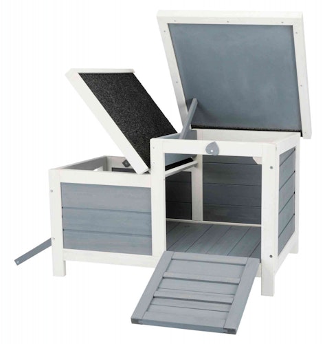 TRIXIE natura Kleintierhaus mit 2 Eingängen 70x45x43cm grau/weiß