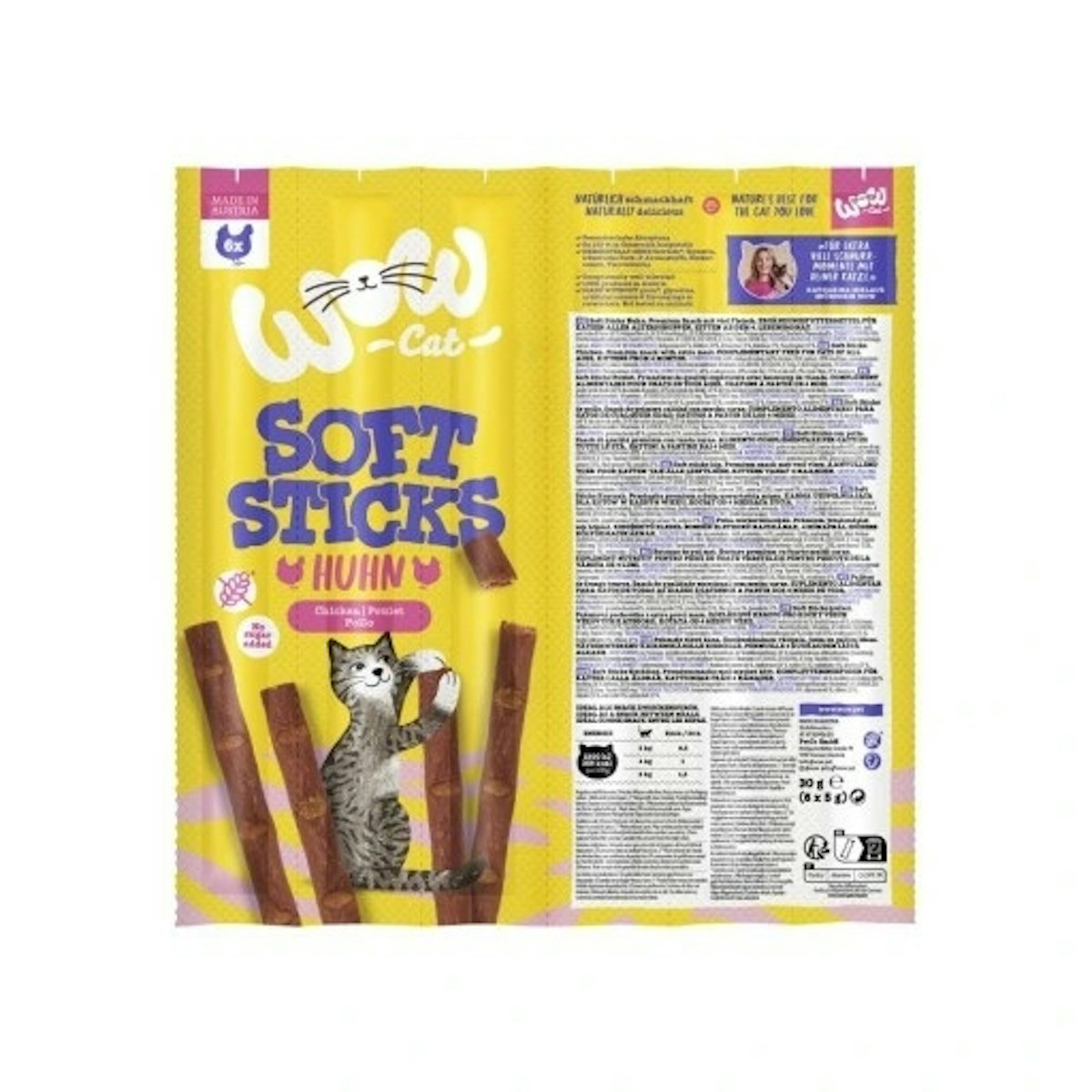 WOW 32 x 6 x 5g Soft Sticks Katzensnack Huhn-Sparpaket