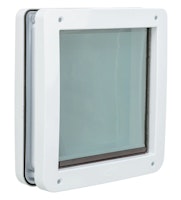 TRIXIE 2-Wege Freilauftür für Hunde, mit Tunnel, S–M: 30 × 36 cm, weiß