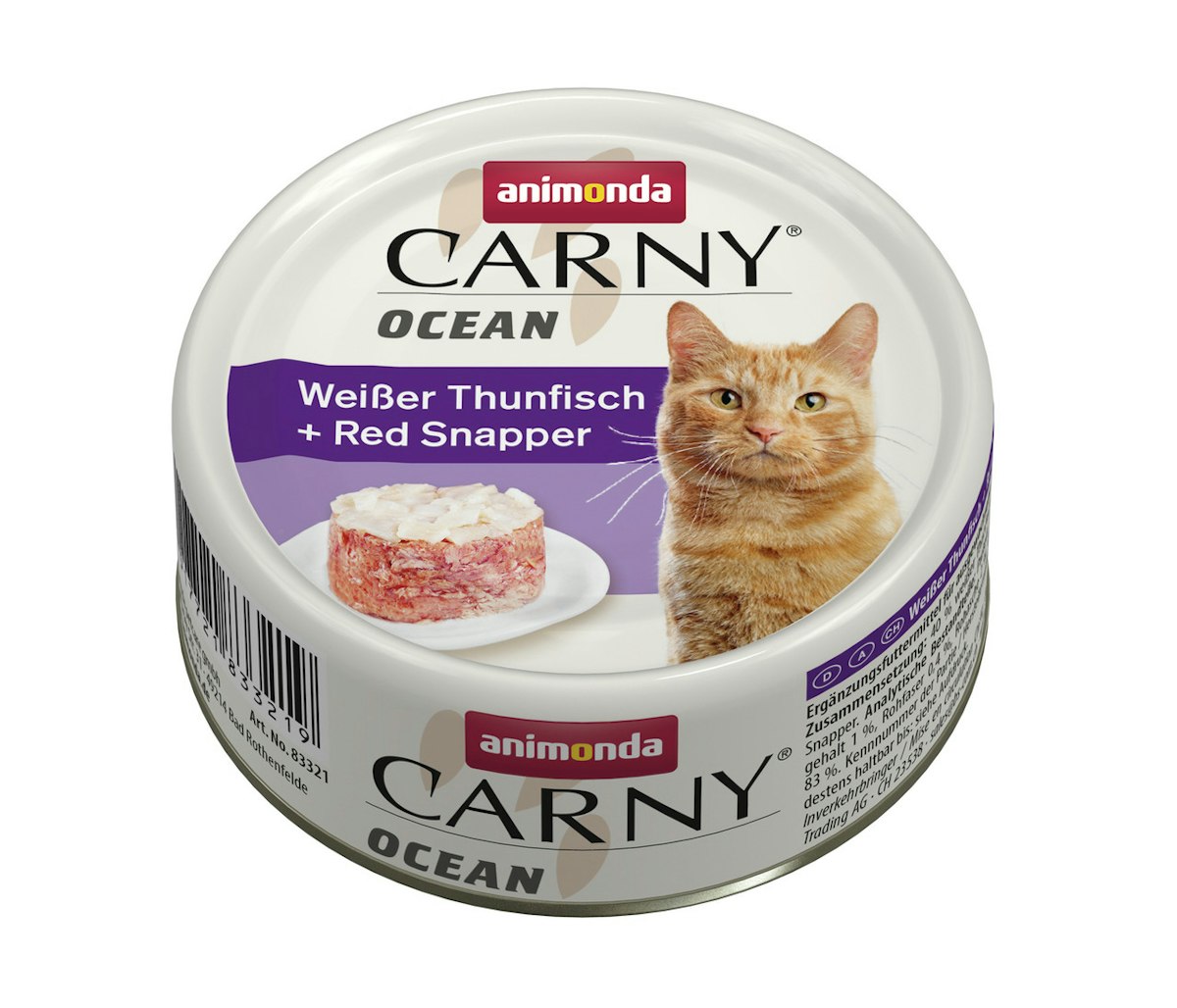 animonda Carny Ocean 80g Dose Katzennassfutter 12 x 80 Gramm Weißer Thunfisch + Red Snapper