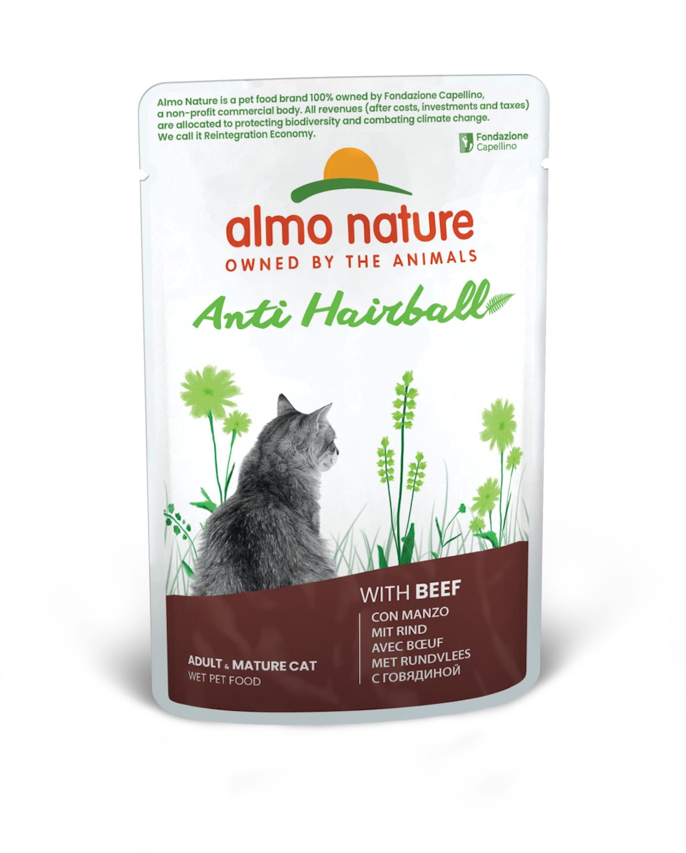 Almo Nature Holistic 70g Beutel Katzennassfutter 30 x 70 Gramm Anti-Hairball Rind