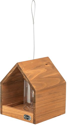 TRIXIE Futterhaus zum Aufhängen & Silo, Kiefernholz, 20 × 24 × 20 cm, braun