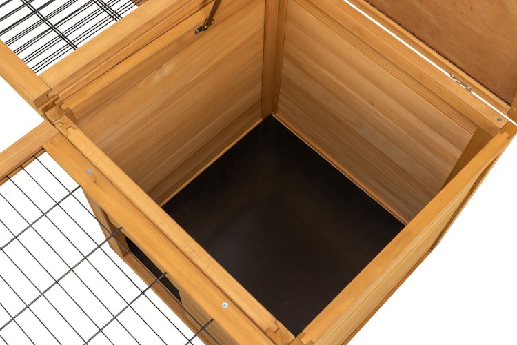 Freilaufgehege mit Abdeckung, Holz, 150 × 53 × 150 cm, dunkelbraun