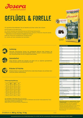 Josera Geflügel/Forelle getreidefrei Hundetrockenfutter