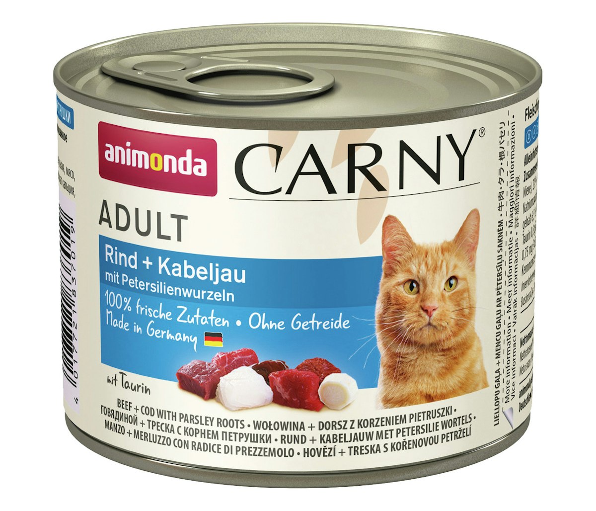 animonda Carny Adult 200g Dose Katzennassfutter Sparpaket 24 x 200 Gramm Rind + Kabeljau mit Petersilienwurzeln