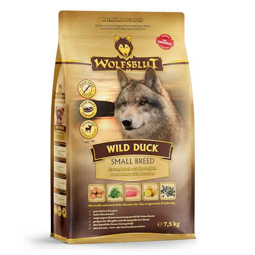 WOLFSBLUT Wild Duck Small Breed Entenfleisch mit Kartoffel Hundetrockenfutter