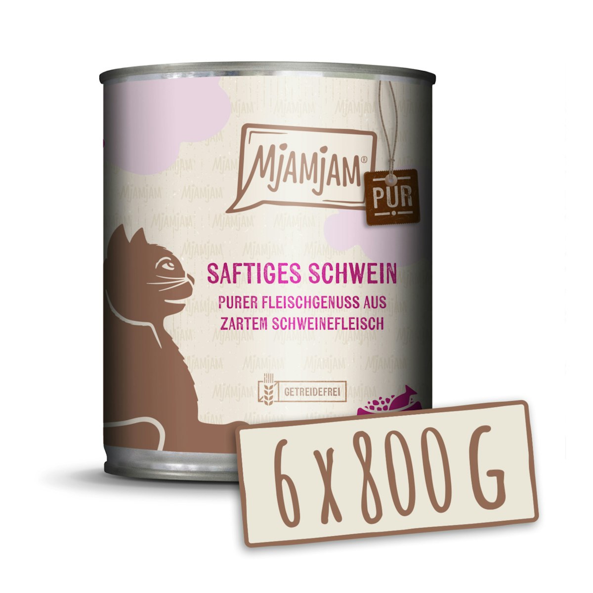 MJAMJAM Schwein pur Katzennassfutter 6 x 800 Gramm
